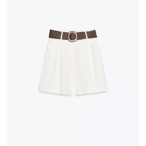 Pleated belt shorts Zara